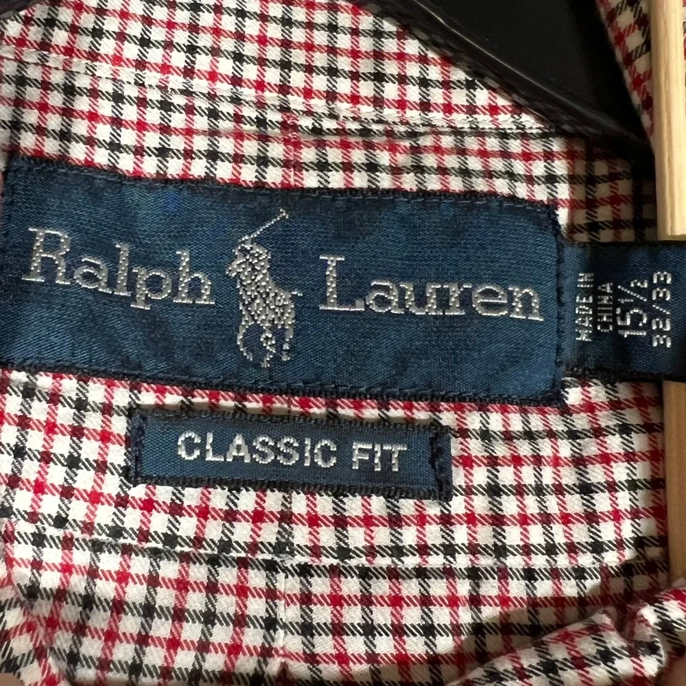 Polo Ralph Lauren Mens Classic Fit Red Plaid Check‎ Button Down Shirt 15.5 32/33